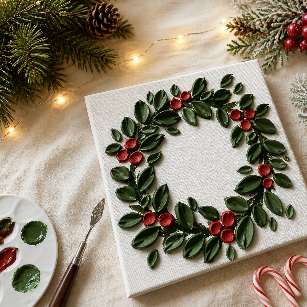 Textured Canvas Wreath Painting | The Stamford At Bowdon | Saturday 28th November | 6pm - 8pm
