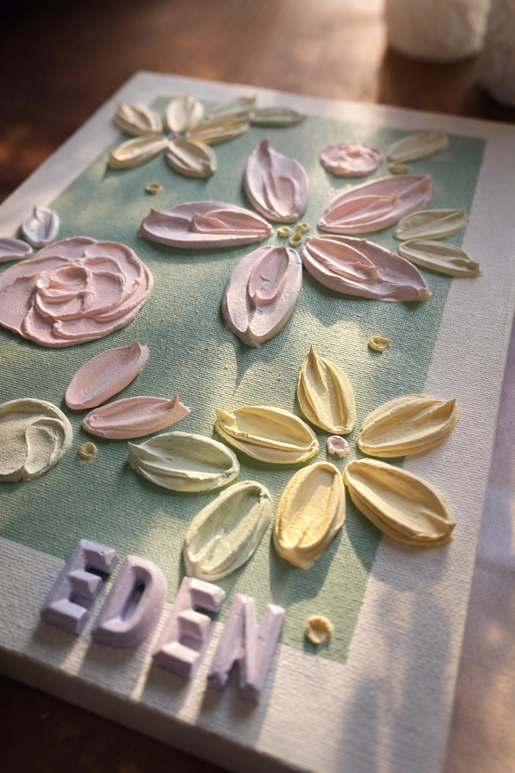 Personalised Floral Textured Canvas Painting