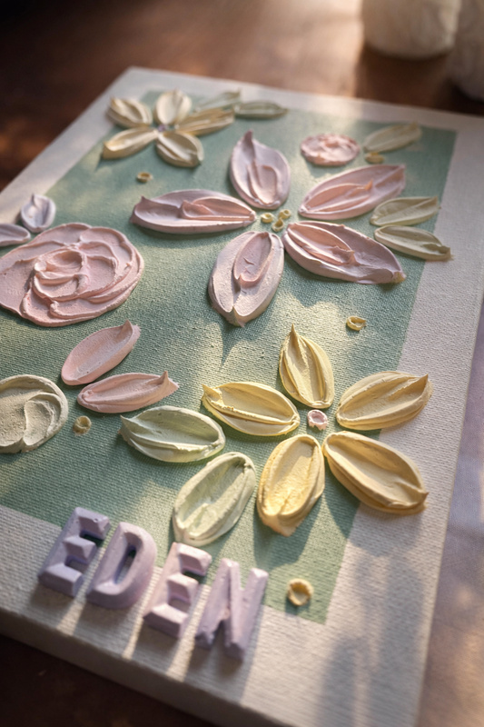 Personalised Floral Textured Canvas Painting
