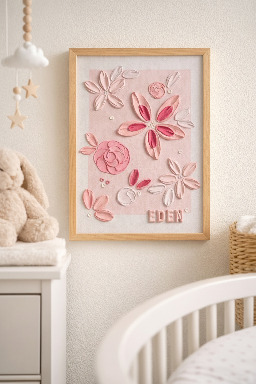 Personalised Floral Textured Canvas Painting