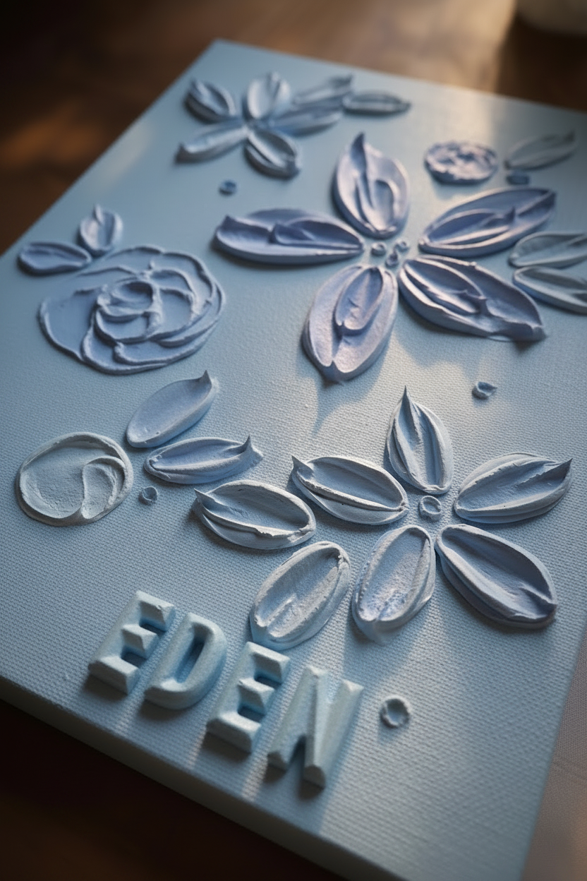 Personalised Floral Textured Canvas Painting